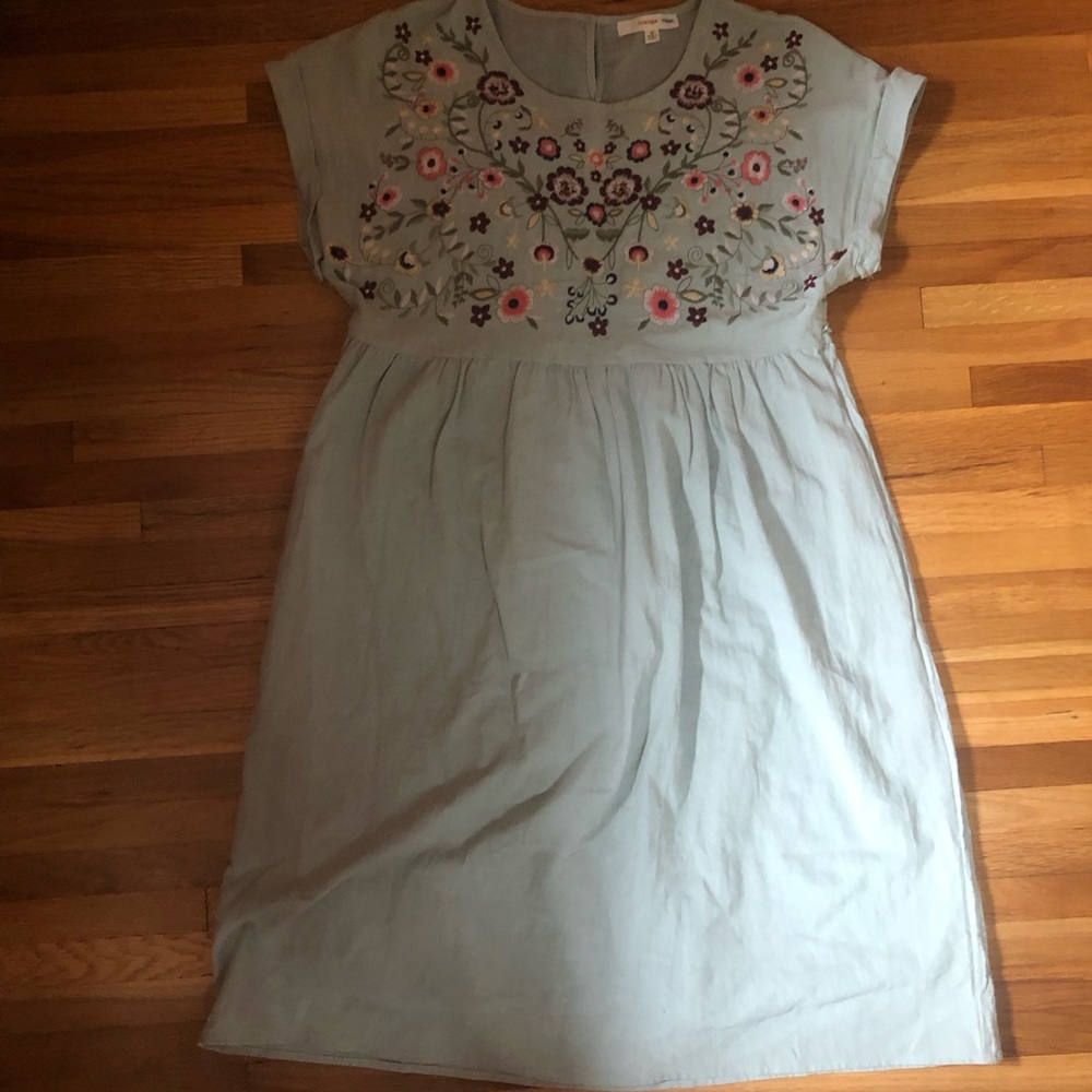 Orange creek Sage Green Floral Embroidered dress